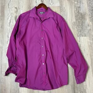 Kenneth Cole Reaction Magenta Purple Slim Fit Button-Up Dress Shirt Mens Size 17